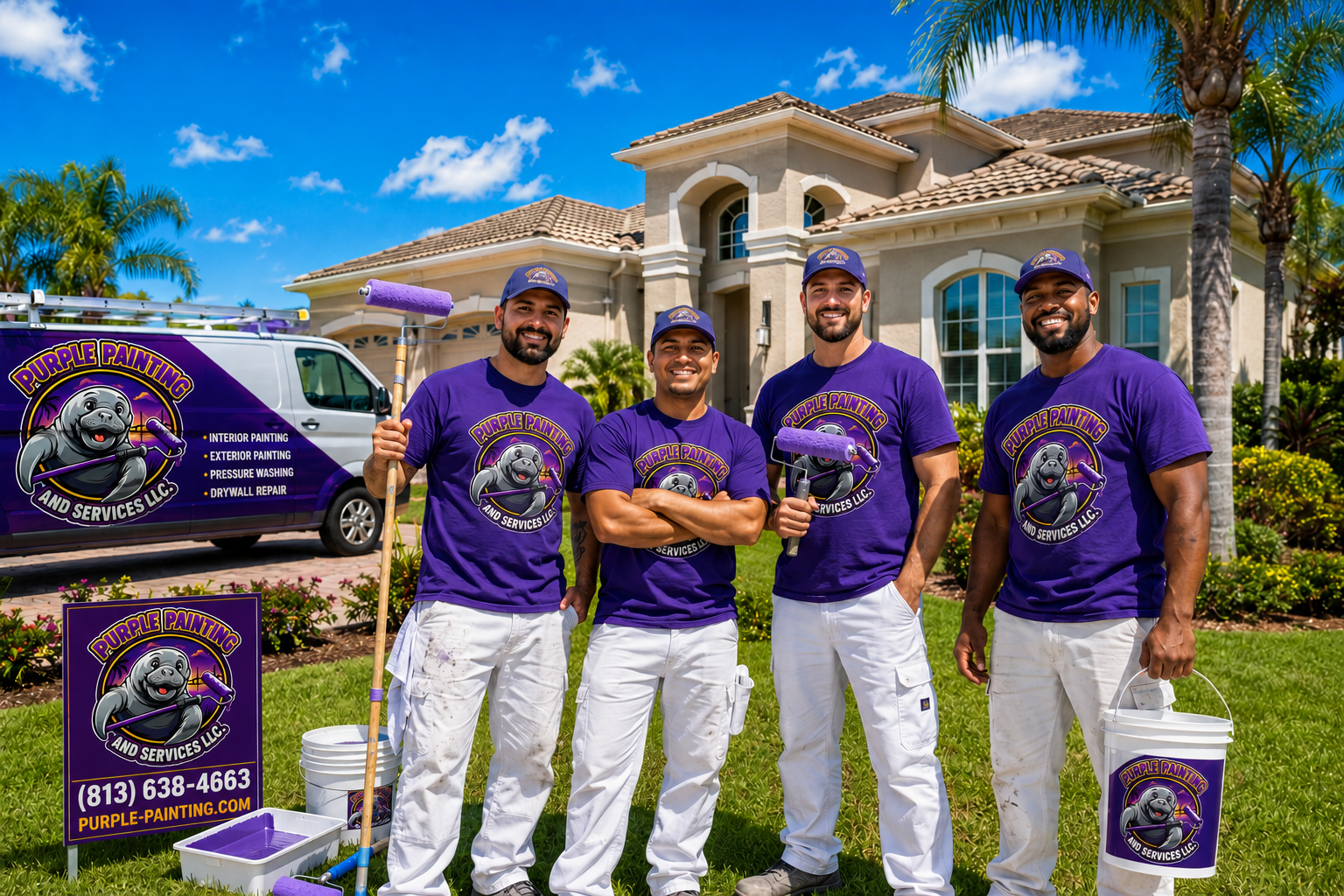 The Purple Painting team ready to serve Tampa Bay homeowners